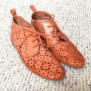 Anthropologie Orange Cutout bootie